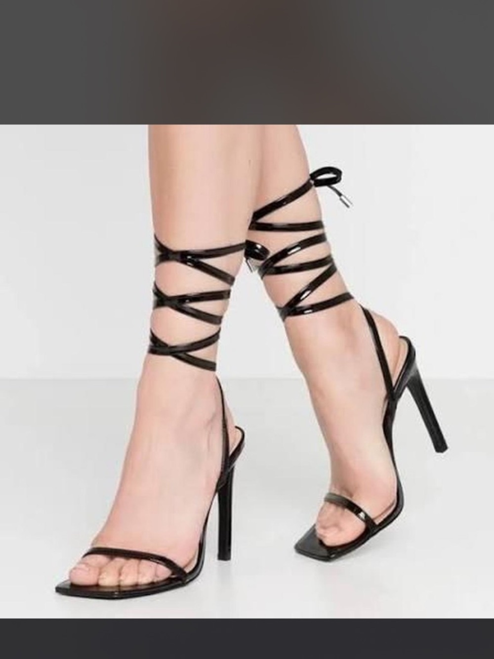 Steve Madden Black Lace-Up Stiletto Sandals